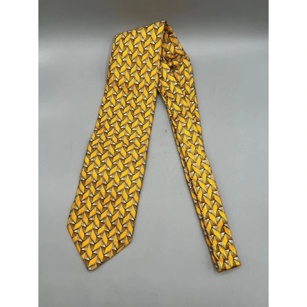 ERMENEGILDO ZEGNA Men's Silk Necktie ITALY Designer‎ Geometric L: 59.5